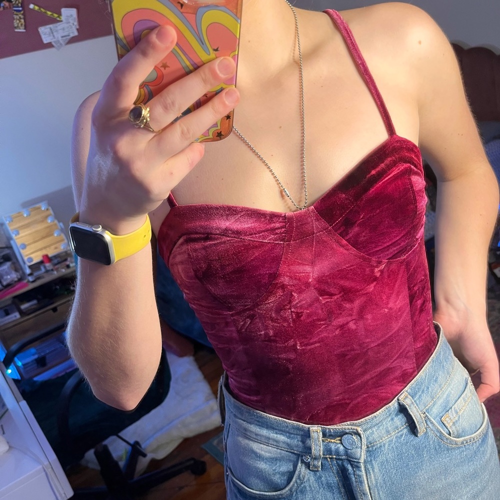 Forever 21 Velvet Magenta Bodysuit